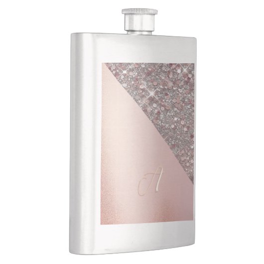 Elegant Rose Gold Monogram Classic Flask Flachmann (Rechts)
