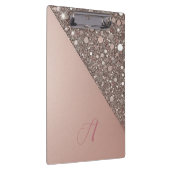 Elegant Rose Gold Monogram Clipboard Klemmbrett (Rechts)