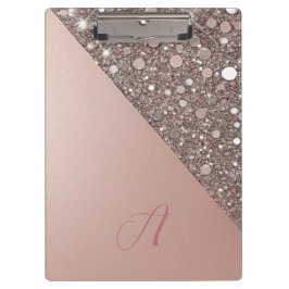 Elegant Rose Gold Monogram Clipboard Klemmbrett