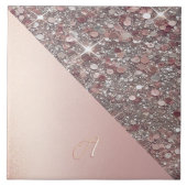 Elegant Rose Gold Monogram Fliese (Vorderseite)