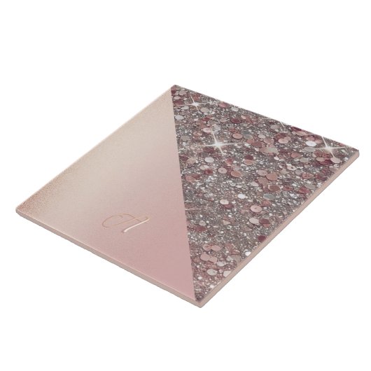 Elegant Rose Gold Monogram Fliese (Seite)