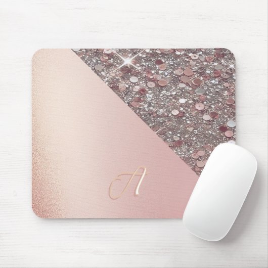 Elegant Rose Gold Monogram Mousepad (Mit Mouse)