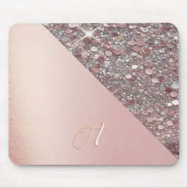 Elegant Rose Gold Monogram Mousepad