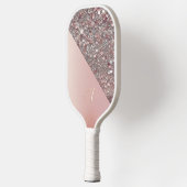 Elegant Rose Gold Monogram Pickleball Schläger (Links)