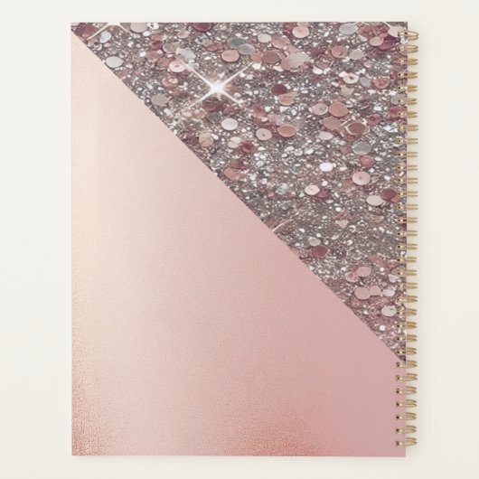 Elegant Rose Gold Monogram Planer (Rückseite)