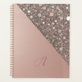 Elegant Rose Gold Monogram Planner Planer (Vorderseite)