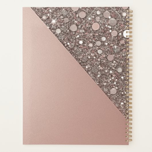 Elegant Rose Gold Monogram Planner Planer (Rückseite)
