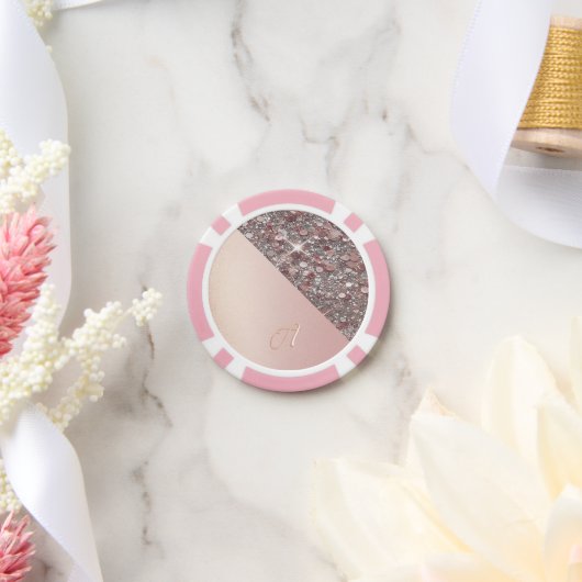 Elegant Rose Gold Monogram Pokerchips (Hochzeit)