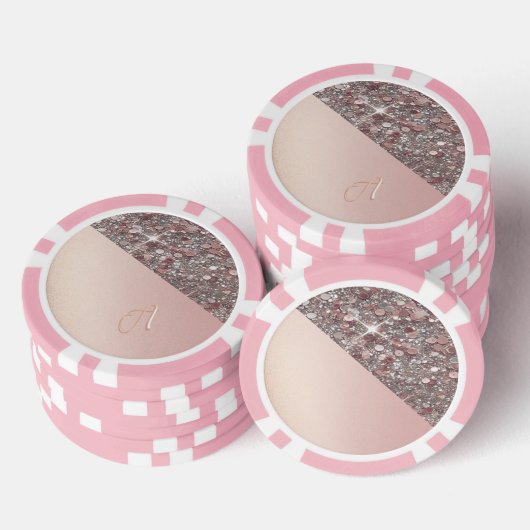 Elegant Rose Gold Monogram Pokerchips (Stapel)