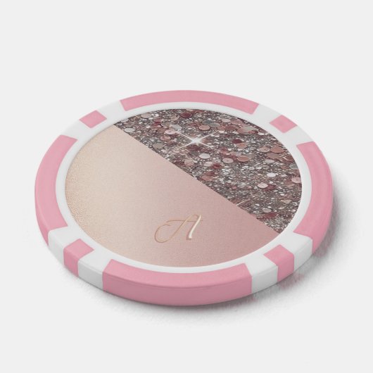 Elegant Rose Gold Monogram Pokerchips (Einzeln)