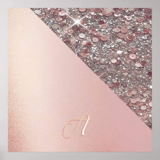 Elegant Rose Gold Monogram Poster (Vorne)