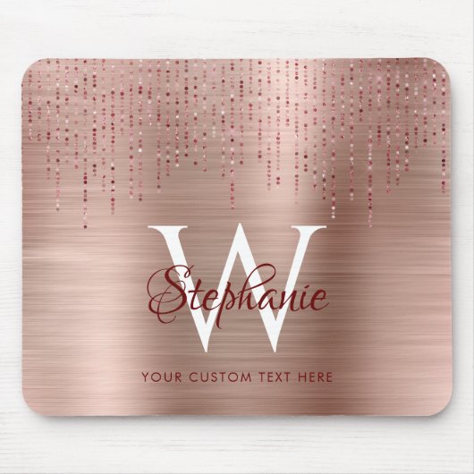 Elegant Rose Gold Monogram Sparkle Mousepad (Vorne)