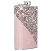 Elegant Rose Gold Monogram Vinyl Wrapped Flask Flachmann (Rechts)