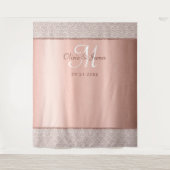 Elegant Rose Gold Monogram Wedding Backdrop Wandteppich (Vorderseite)