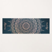 Elegant Rose Gold on Teal Floral Henna Mandala Yogamatte (Vorderseite (Horizontal))