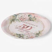 Elegant Rose Gold Peonies 50th Birthday Party Plat Pappteller (Schrägansicht)