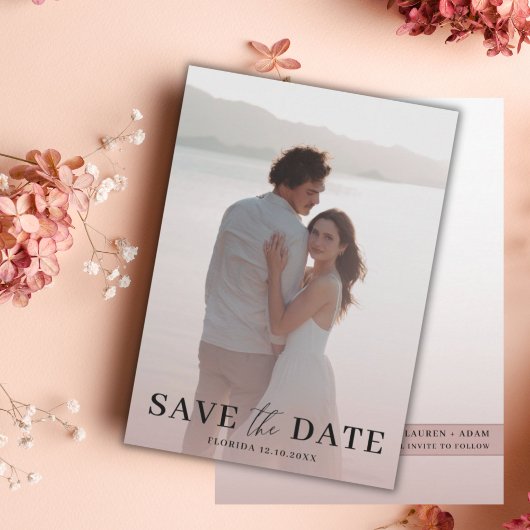 Elegant Rose Gold & Photo Save the Date