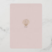 Elegant Rose Gold Seashell Wedding Folieneinladung (Rückseite)
