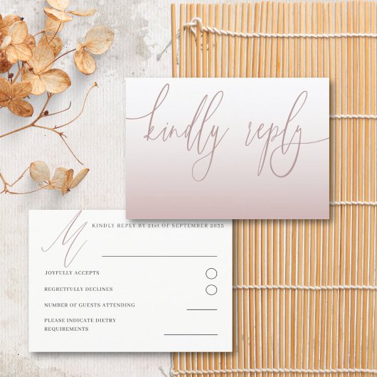 Elegant Rose Gold Simple RSVP Wedding Karte