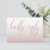 Elegant Rose Gold Simple RSVP Wedding Karte (Stehend Vorderseite)