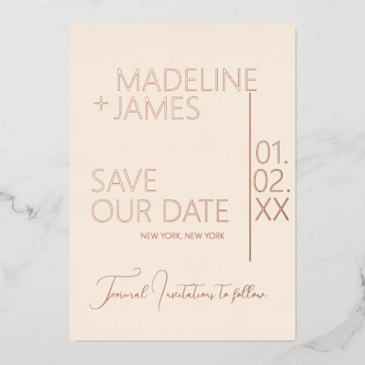 ELEGANT Rose Gold Tan Save the Dates Ankündigungen (Vorderseite)