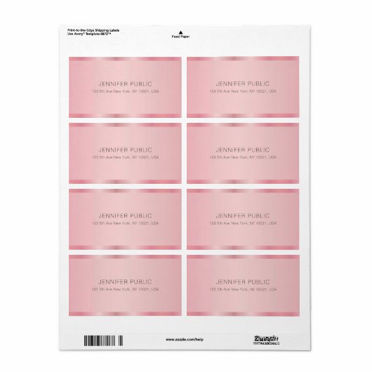 Elegant Rose Gold Template Shipping Address (Vorne)