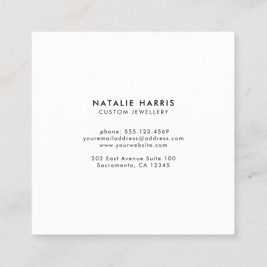 Elegant Rose Gold Thank You Quadratische Visitenkarte (Rückseite)