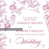Elegant Rose Gold Toile de Jouy Wedding Invitation Einladung