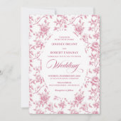 Elegant Rose Gold Toile de Jouy Wedding Invitation Einladung (Vorderseite)