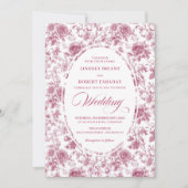 Elegant Rose Gold Toile Rose Pattern Wedding Boho Einladung (Vorderseite)