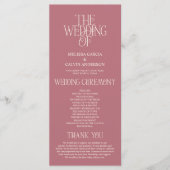 Elegant Rose Gold Typography Wedding Program Programm (Vorderseite)
