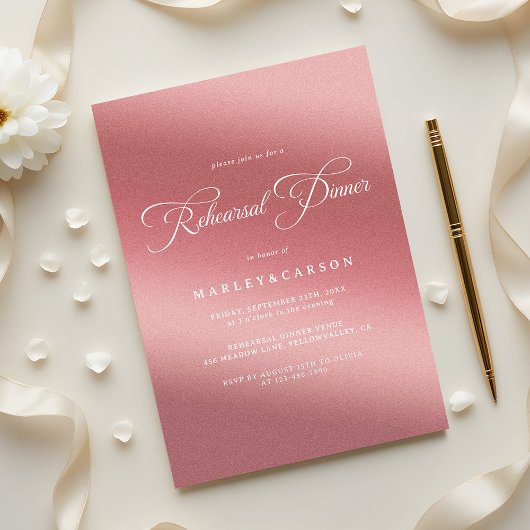 Elegant Rose Gold Wedding Rehearsal Dinner Einladung
