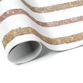 Elegant Rose Gold & White Striped Geschenkpapier (Rolleneckpunkt)