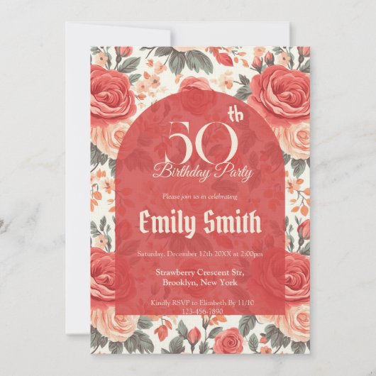 Elegant Rose Inspired 20Th Birthday Einladung (Vorderseite)