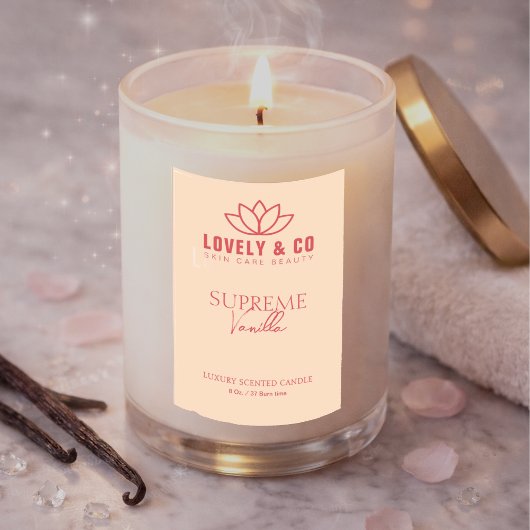 Elegant Rose & Ivory Candle Product Label  Lebensmitteletikett