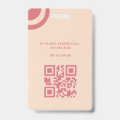 Elegant Rose & Ivory Salon Mitarbeiter-QR-Code Ausweis (Back)
