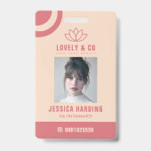 Elegant Rose & Ivory Salon Mitarbeiter-QR-Code Ausweis (Front)