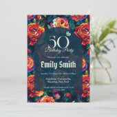 Elegant Rose Luxury 40Th Birthday Einladung (Stehend Vorderseite)