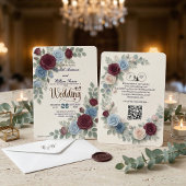 Elegant Rose Modern QR Code Wedding Einladung