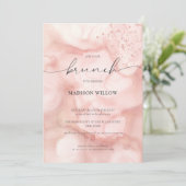 Elegant Rosé Pink Brunch Bridal Dusche Einladung (Stehend Vorderseite)