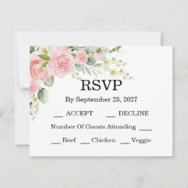 Elegant Rose Pink Wedding RSVP Karte