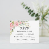 Elegant Rose Pink Wedding RSVP Karte (Stehend Vorderseite)
