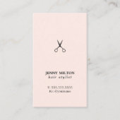 Elegant Rose White Black Scissors Hair Stylist Visitenkarte (Vorderseite)