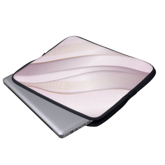Elegant Rosegold Wavy Lines Texture Laptopschutzhülle (Vorne Knopf)
