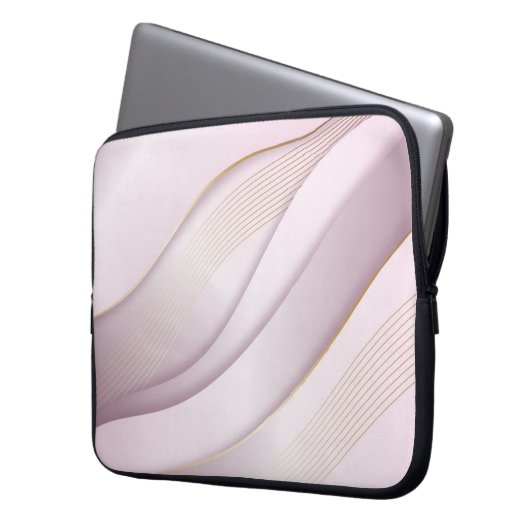 Elegant Rosegold Wavy Lines Texture Laptopschutzhülle (Vorderseite Links)