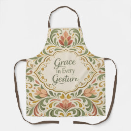 Elegant Rosemaling Floral Pattern with Quote Schürze