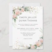 Elegant Roses Eucalyptus Foliage Wedding Einladung (Vorderseite)