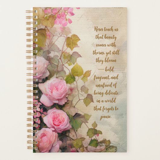 Elegant Roses Floral Planner – Romantic Botanical Planer (Vorderseite)