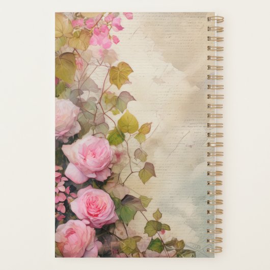 Elegant Roses Floral Planner – Romantic Botanical Planer (Rückseite)