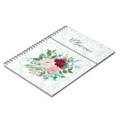 Elegant Roses & Mint Personalized Notizblock (Linke Seite)